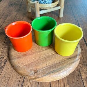 Charming Fiesta Ware Trio: Vibrant Mugs for Your Morning Bliss💚💛🧡